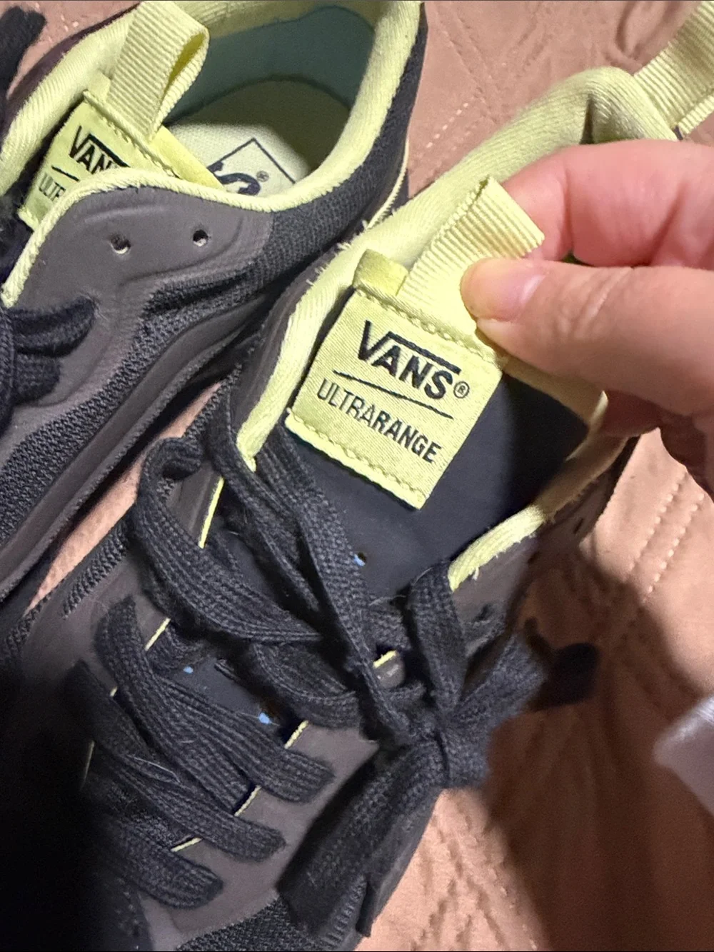 Vans Men's Black Sneakers with Neon Yellow Accents